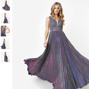 Pleated, Shimmering Evening Gown